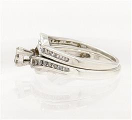 Sterling Silver 925 Diamond Wedding Swirl Ring Bridal Set Enhancer Size-7.25